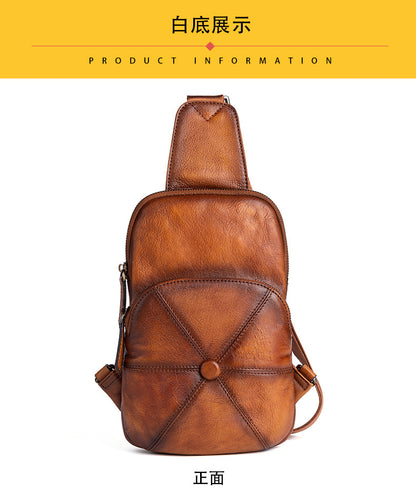 Men's bust bag Genuine cowhide leather business crossbody bag for men 