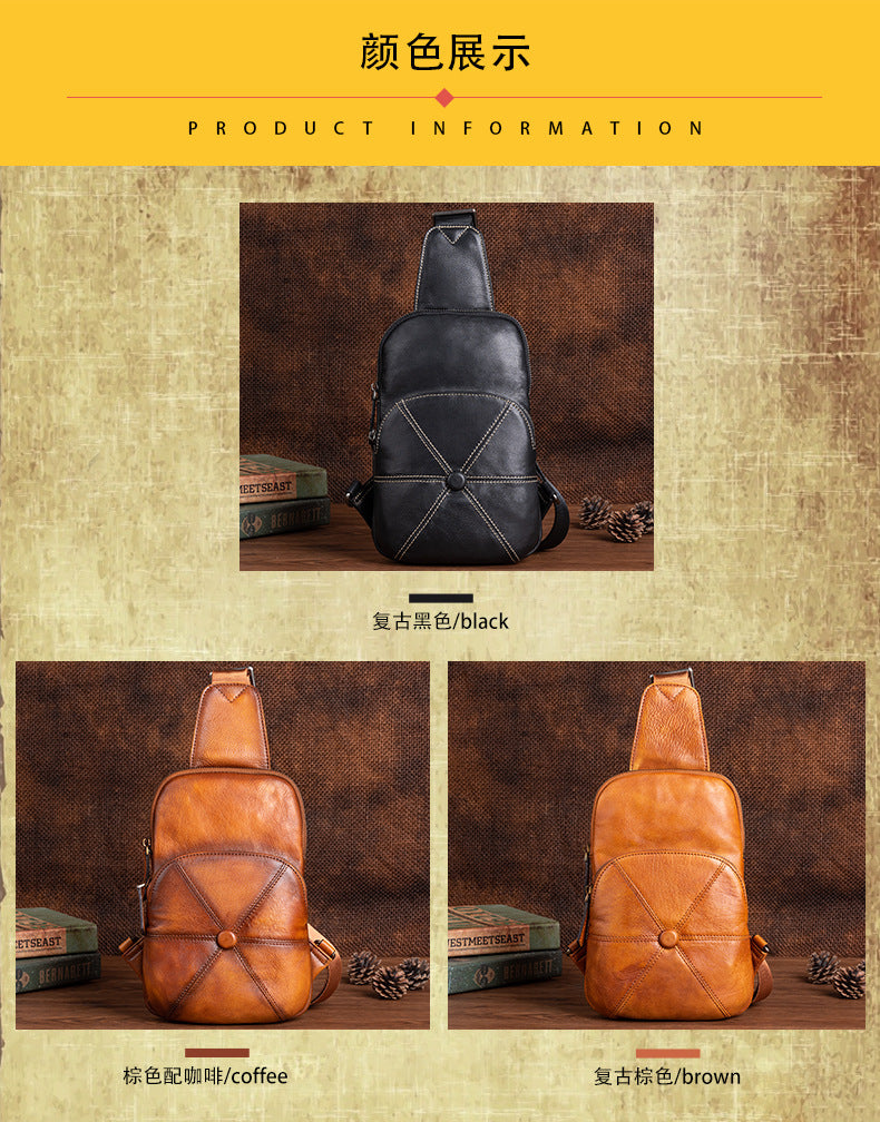 Men's bust bag Genuine cowhide leather business crossbody bag for men 