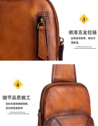 Men's bust bag Genuine cowhide leather business crossbody bag for men 