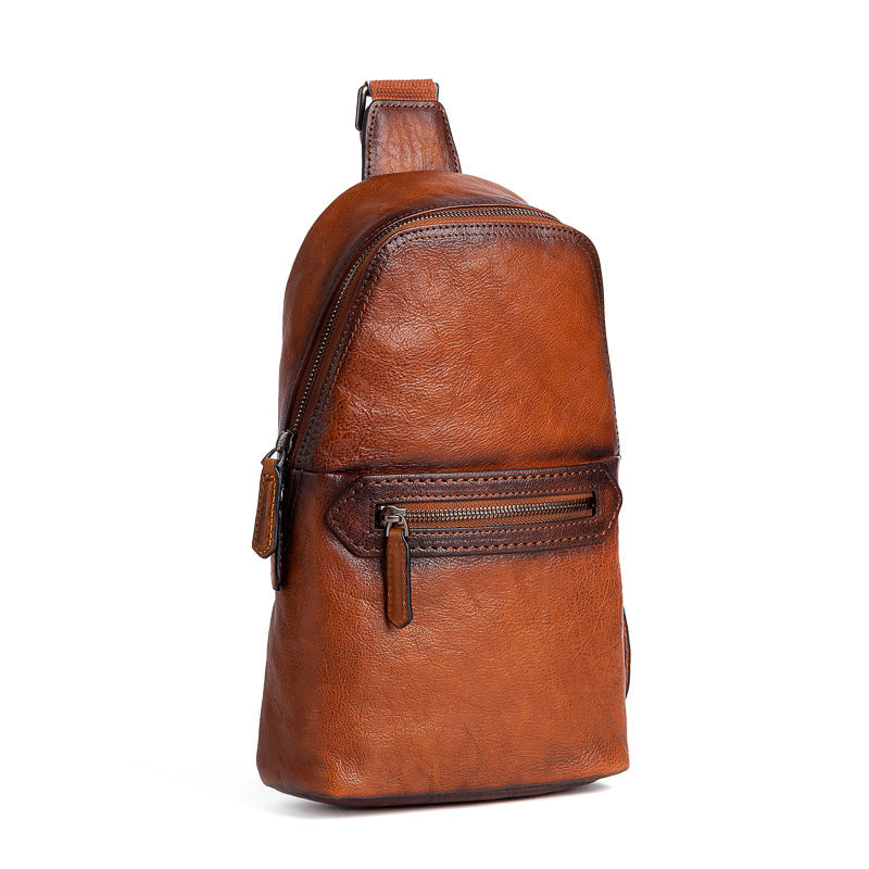 Men's Bust Bag Genuine Cowhide Leather Fashion Business Men's Crossbody Bag 