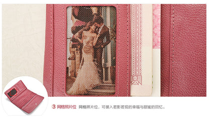 Ladies wallet sheep leather trifold wallet multi-functional ultra-thin large capacity wallet simple long wallet