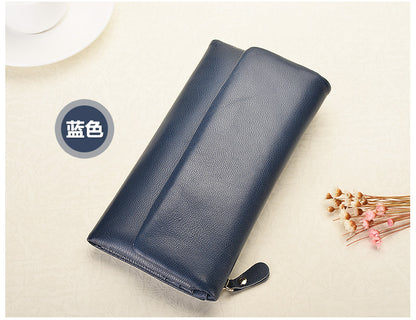 Ladies wallet sheep leather trifold wallet multi-functional ultra-thin large capacity wallet simple long wallet
