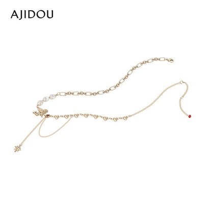 AJIDOUおしゃれで高級感小天使ハートパールネックレス女性プレゼント