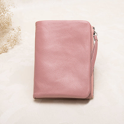 Women's Wallet Stylish and Beautiful Wallet Short Length Genuine Leather Mini Sheep Leather Wallet Zipper Bifold Wallet Coin Purse