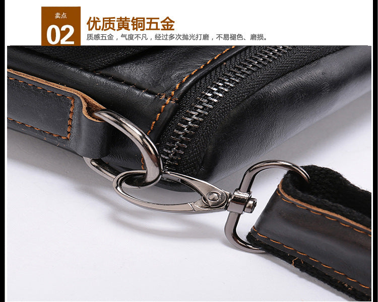 Men's Shoulder Bag Genuine Cowhide Business Briefcase Retro Fashion Men Crossbody Bag
