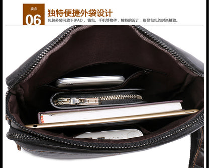 Men's Shoulder Bag Genuine Cowhide Business Briefcase Retro Fashion Men Crossbody Bag
