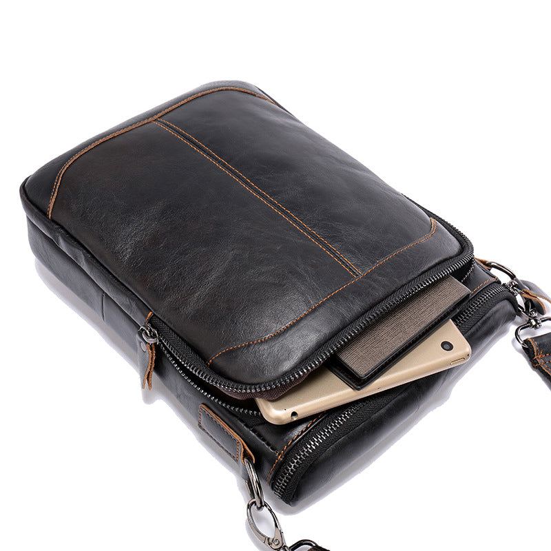 Men's Shoulder Bag Genuine Cowhide Business Briefcase Retro Fashion Men Crossbody Bag
