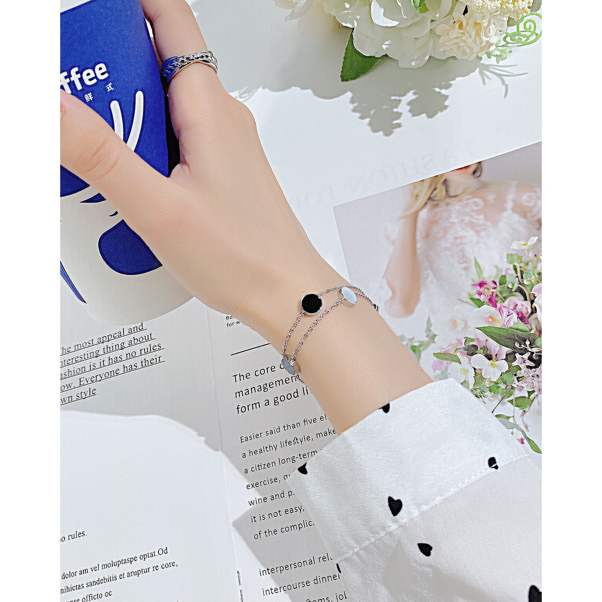 Ceadry kledle 個性デザイン感新型色落ちしない二重重ね幾何学女の子ブレスレットプレゼント