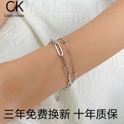 Ceadry kledle レディース ダブル ブレスレットファッションボール 個性 色あせないガール プレゼント