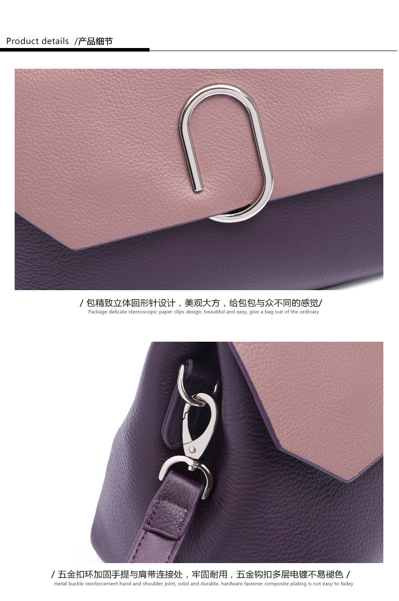 Genuine leather crossbody bag Ladies' handbag that goes with anything Cowhide handbag Seashell bag Elegant shoulder bag. Pochette