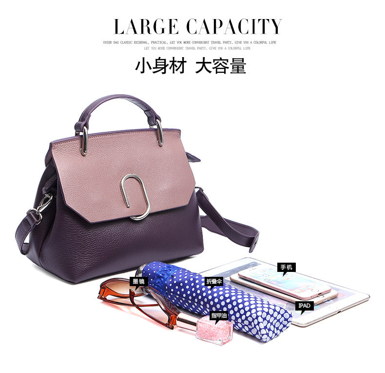 Genuine leather crossbody bag Ladies' handbag that goes with anything Cowhide handbag Seashell bag Elegant shoulder bag. Pochette