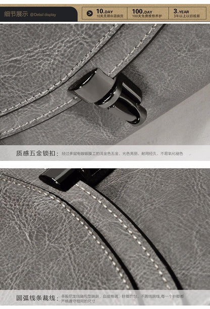 Women's Bag Genuine Cowhide Leather Crossbody Bag Square Bag Fashion Retro Shoulder Bag.Pochette