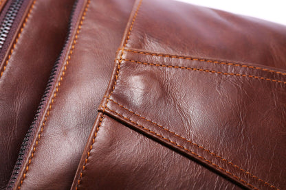 Men's Shoulder Bag Genuine Cowhide Leather Casual Crossbody Bag for Men