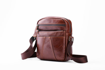 Men's Shoulder Bag Genuine Cowhide Leather Casual Crossbody Bag for Men