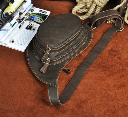 Men's bust bag Genuine cowhide leather retro large capacity crossbody bag for men 
