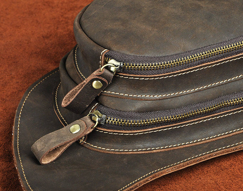 Men's bust bag Genuine cowhide leather retro large capacity crossbody bag for men 