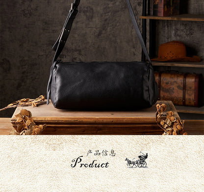 Men's Shoulder Bag Made of Genuine Cowskin Leather Handmade Retro Casual Fashion Large Capacity Crossbody Bag for Men 