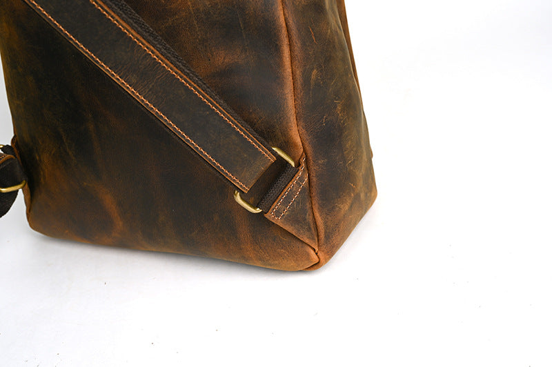 Men's backpack cowhide genuine leather retro casual computer bag for men 
