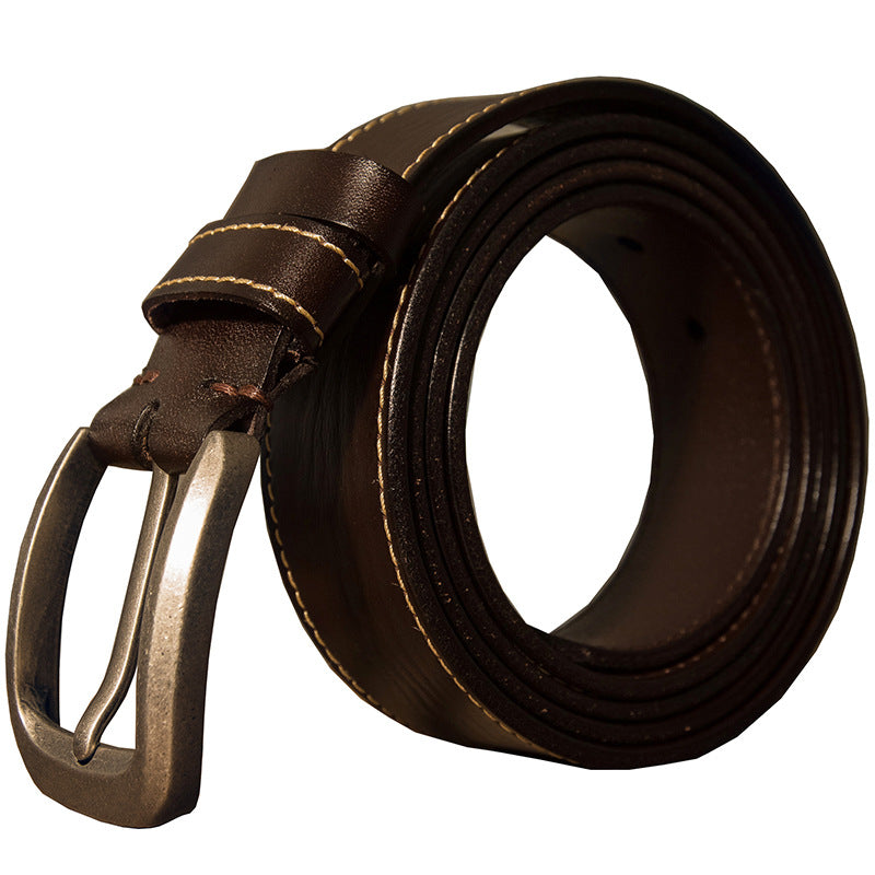 Men's Belt Handmade Genuine Cowhide Leather Large Size Fat 150cm Extra Long Casual Fashion Belt for Men 