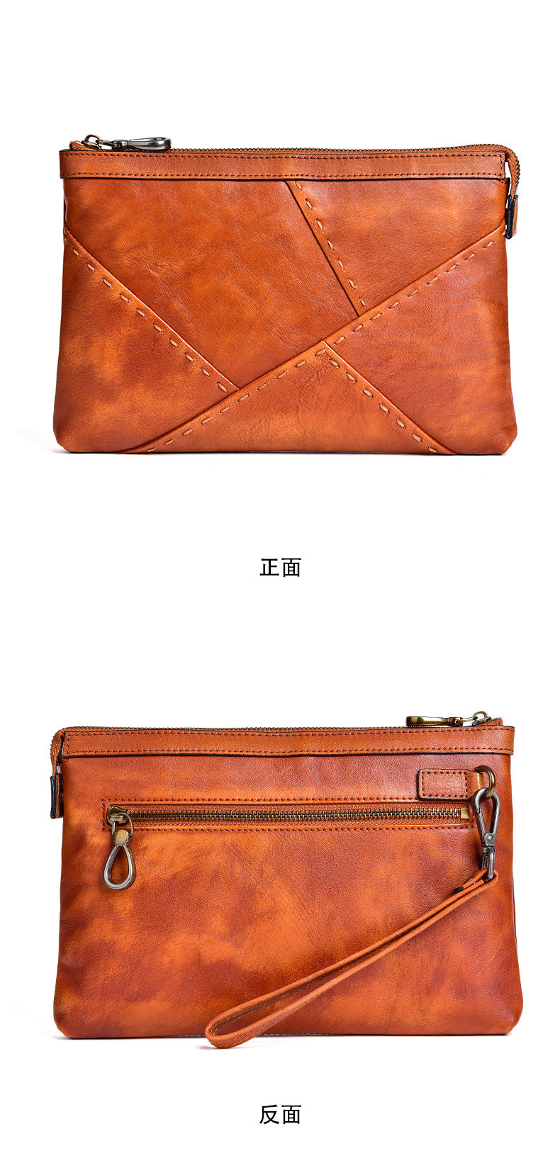 Men's Clutch Bag Genuine Cowhide Leather Retro Casual Men's Handbag 