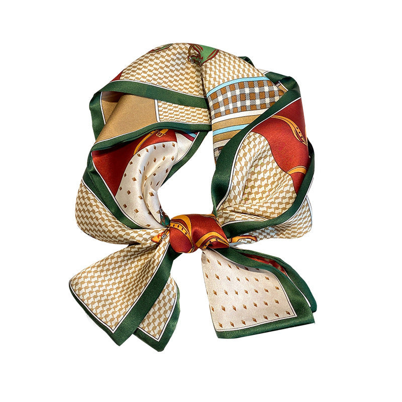 Silk scarf plaid scarf double silk satin scarf mulberry silk thread elongated ribbon double-sided neckerchief fashionable scarf