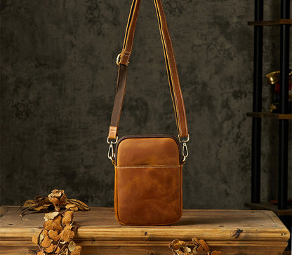 Men's Shoulder Bag Original Crazy Horse Cow Leather Retro Unique Men's Crossbody Bag 