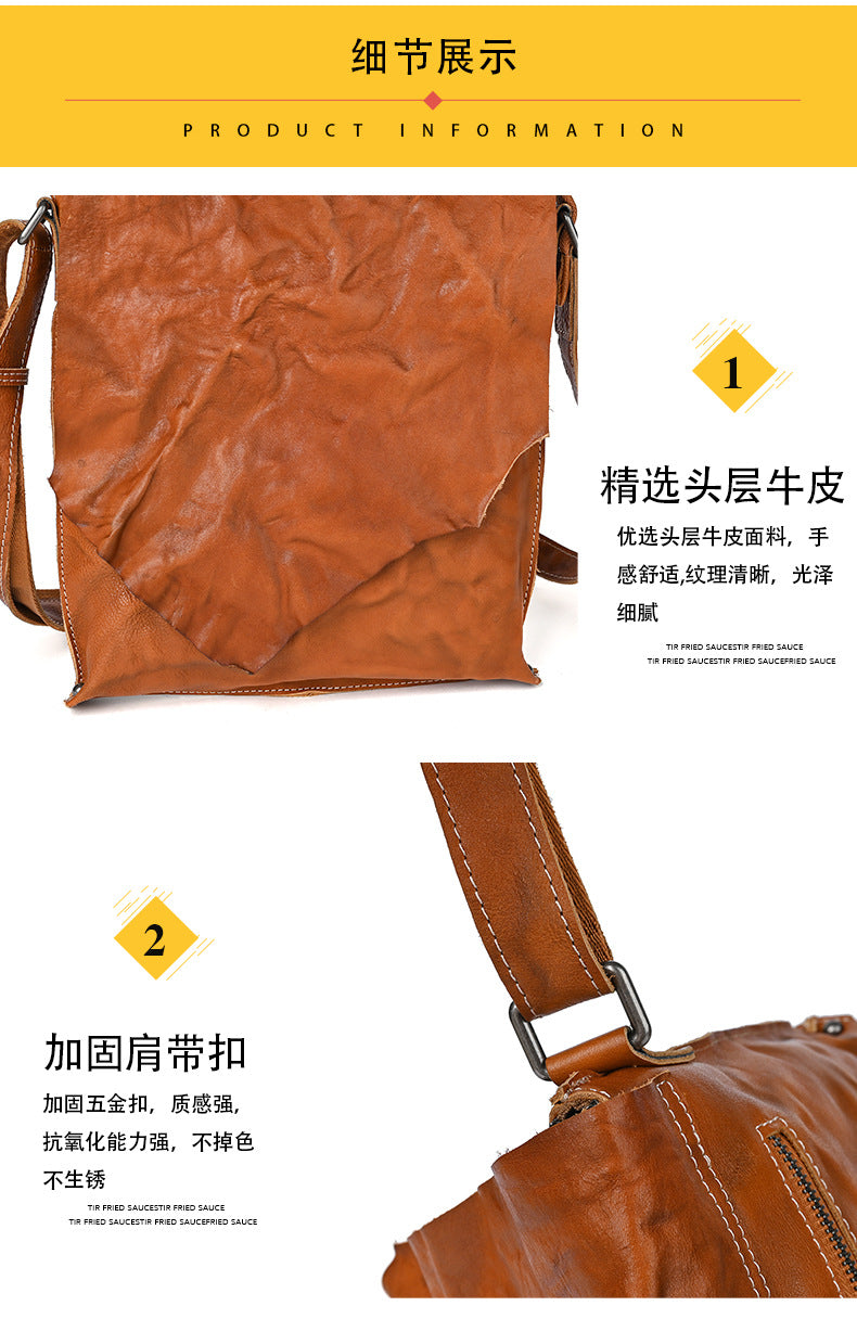 Men's Shoulder Bag Genuine Cowhide Leather Fashion Crossbody Bag for Men 