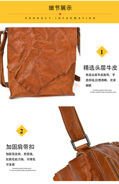 Men's Shoulder Bag Genuine Cowhide Leather Fashion Crossbody Bag for Men 