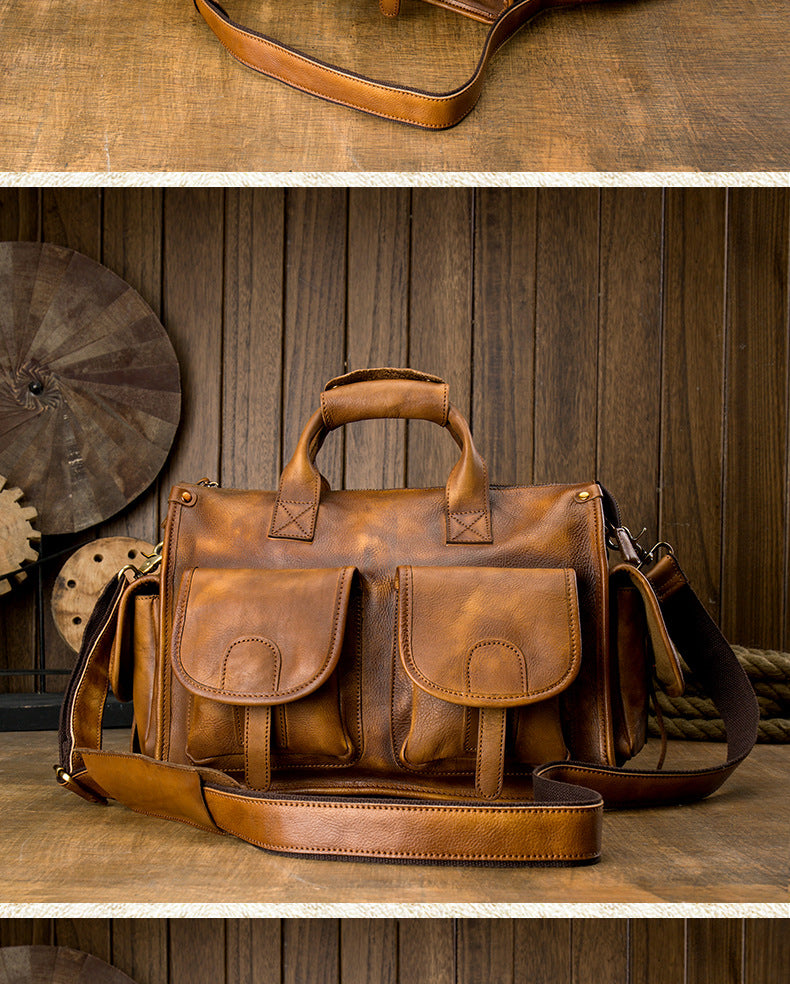 Men's original messenger bag Genuine cowhide leather handmade handbag crossbody shoulder bag for men 