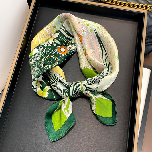 Silk scarf print pattern fashionable women's small scarf temperament neckerchief 