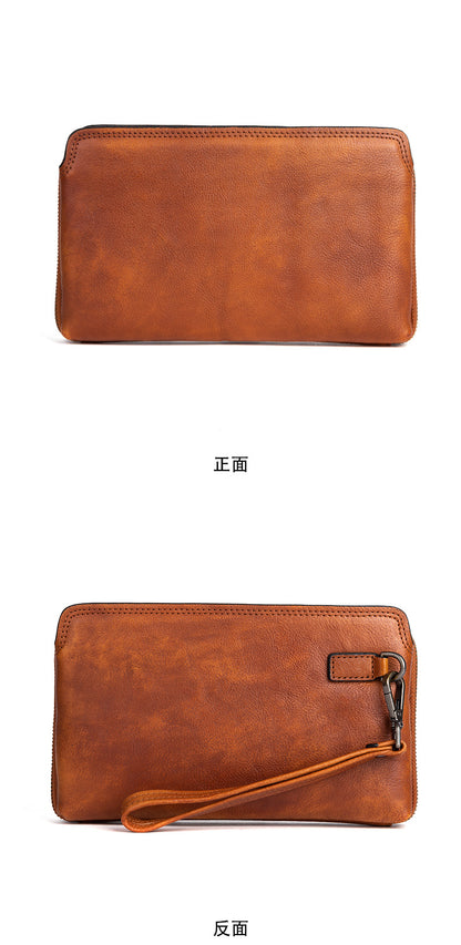 Men's Clutch Bag Genuine Cowhide Leather Practical Retro Casual Men Bag 