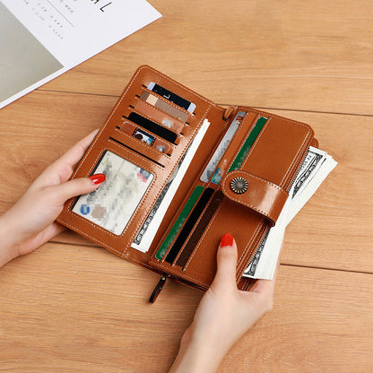 Wallet Women's Bag Wallet Openwork Genuine Leather Long Wallet Clutch Bag Women's Wallet