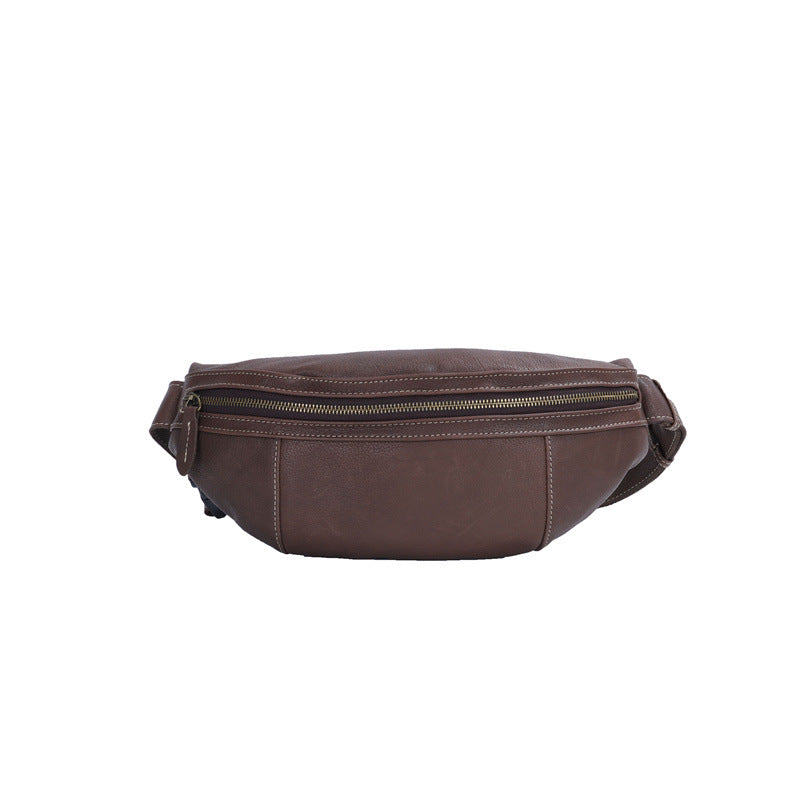 Men's Bust Bag Genuine Cowhide Leather Retro Casual Fashion Shoulder Bag Crossbody Bag for Men 