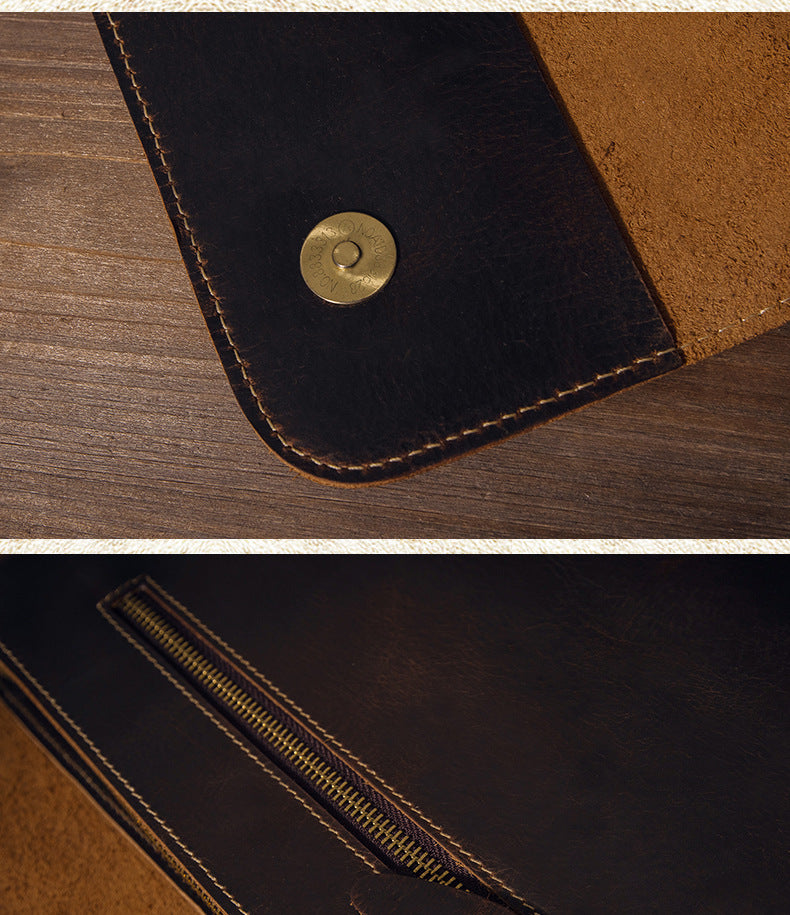 Men's Messenger Bag Handcrafted Genuine Cowhide Leather Shoulder Bag Simple Fashion Unique Crossbody Bag 