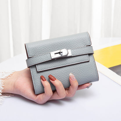Coin Purse Women's Kelly Bag Cowhide Bifold Wallet Large Capacity Genuine Leather Wallet Fashion Women's Wallet