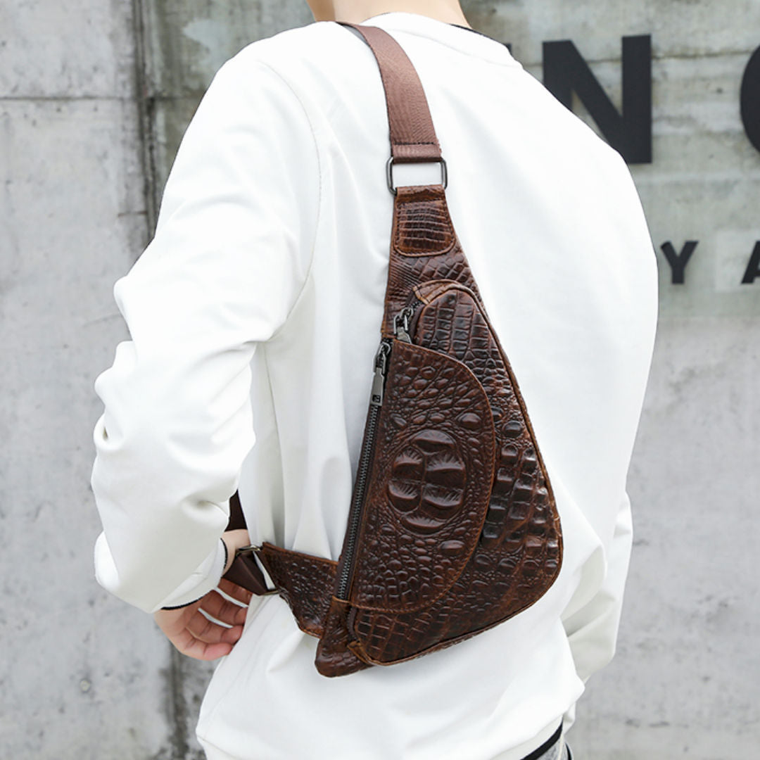 Men's Bust Bag Cowhide Casual Fashion Crossbody Bag Men's Shoulder Bag 
