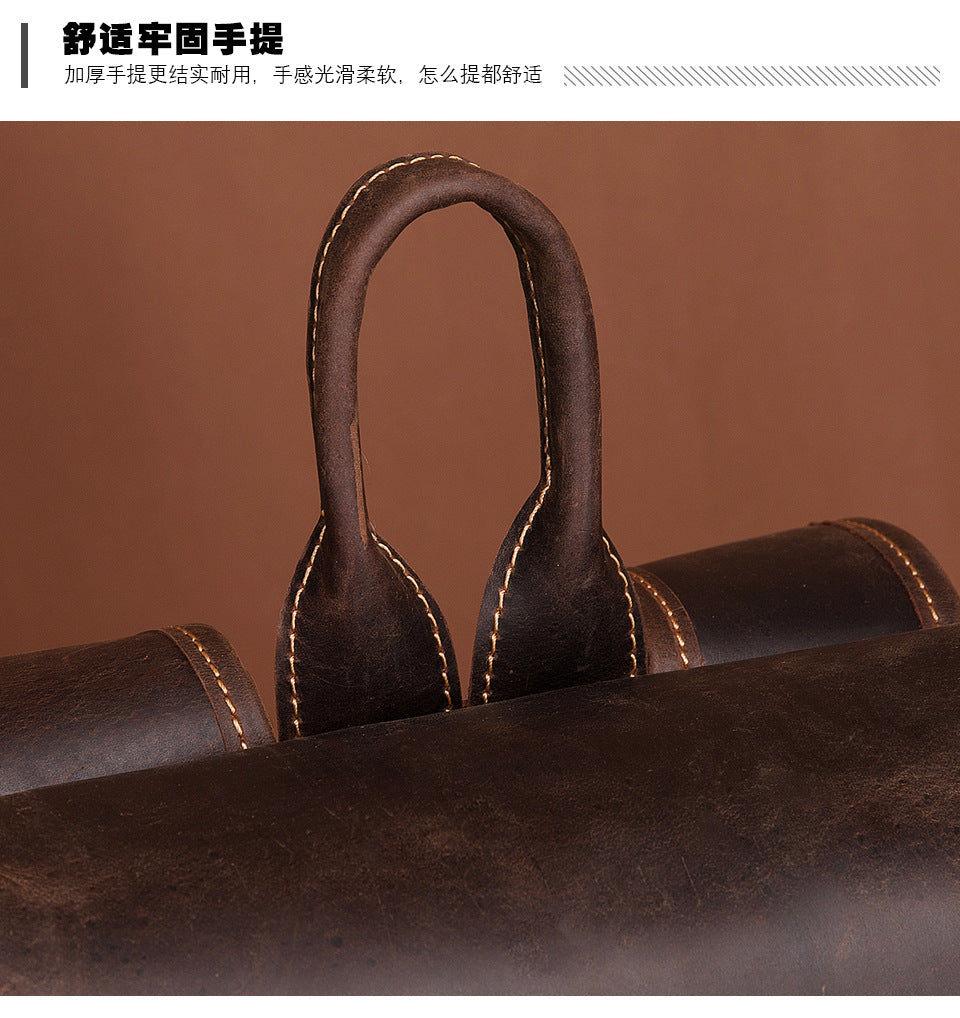 Men's Rucksack Genuine Cowhide Leather Retro Large Capacity Computer Bag for Men 