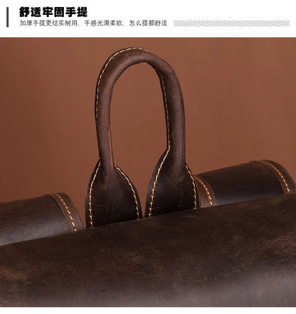 Men's Rucksack Genuine Cowhide Leather Retro Large Capacity Computer Bag for Men 