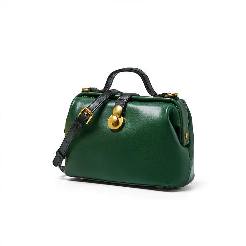 Women's Bag Retro Genuine Leather Handmade Cowhide Doctor Bag Fashion Handbag Temperament Shoulder Bag.Pochette