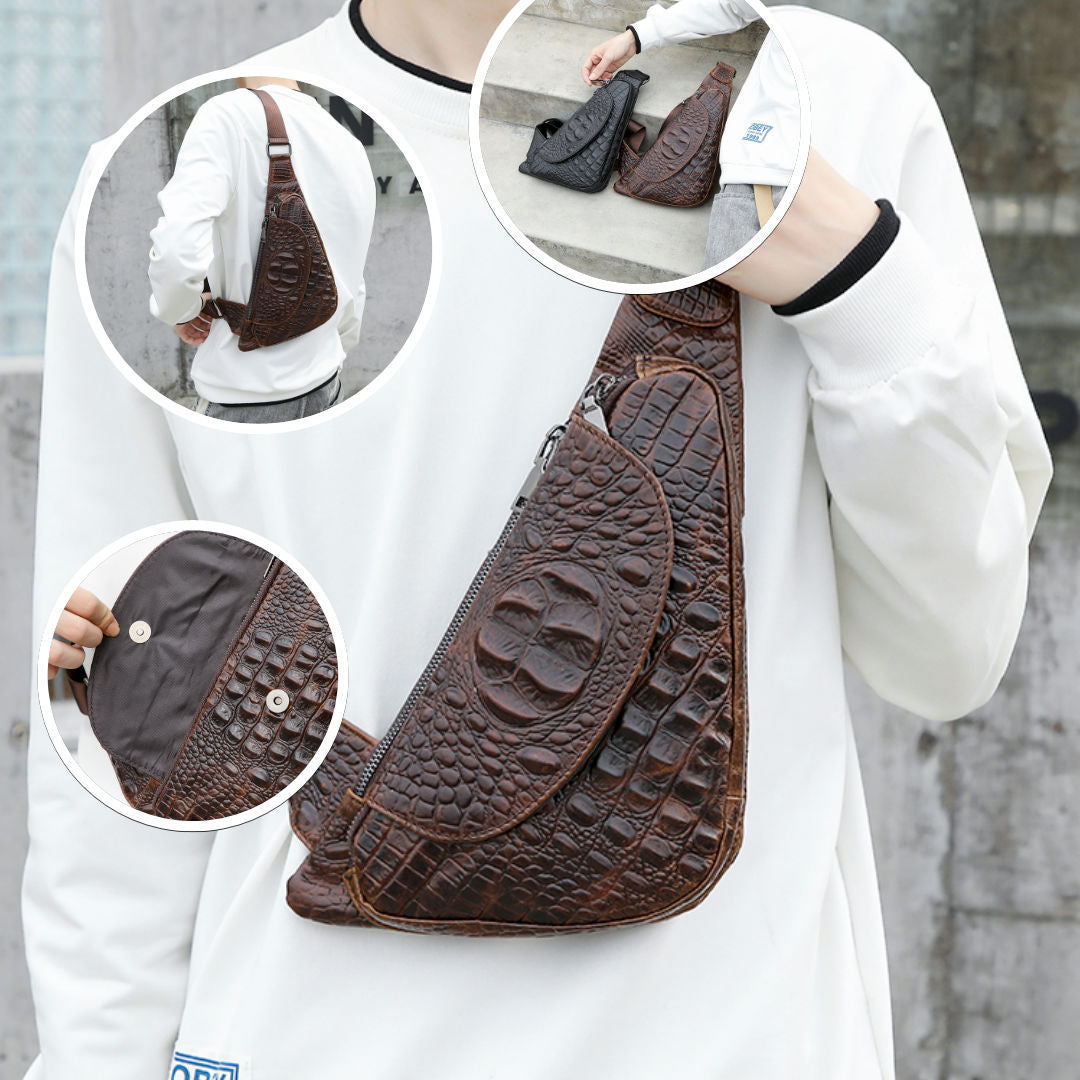 Men's Bust Bag Cowhide Casual Fashion Crossbody Bag Men's Shoulder Bag 
