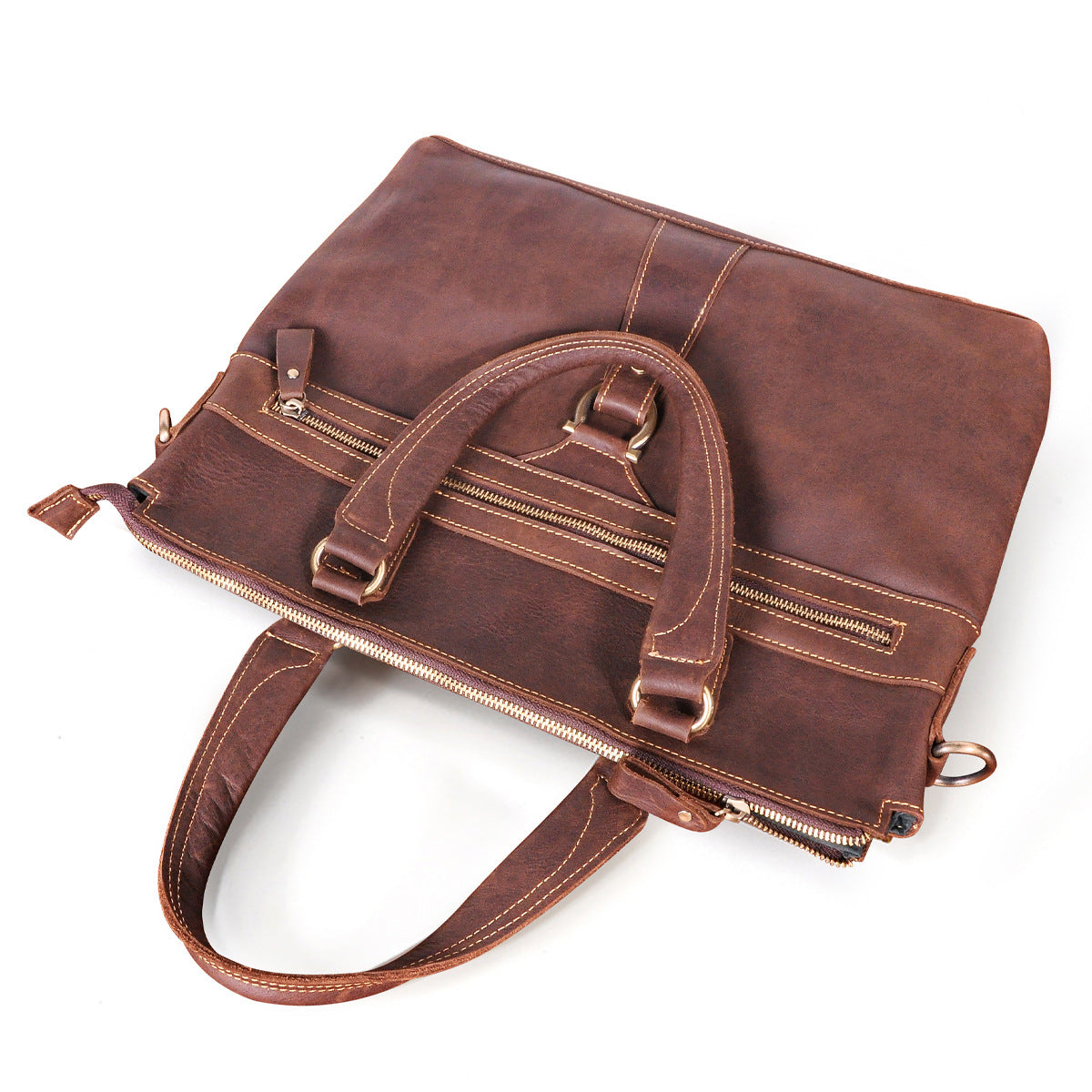 Men's Briefcase Crossbody Bag Cowhide Genuine Leather Retro Men's Shoulder Bag Handbag 