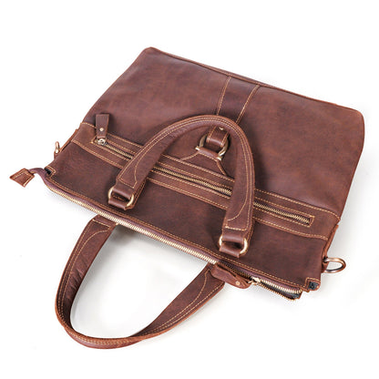 Men's Briefcase Crossbody Bag Cowhide Genuine Leather Retro Men's Shoulder Bag Handbag 