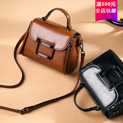 Women's bag Crossbody bag Retro classic handbag Genuine leather square bag Shoulder bag that goes with anything.Pochette