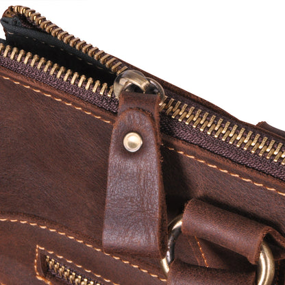 Men's Briefcase Crossbody Bag Cowhide Genuine Leather Retro Men's Shoulder Bag Handbag 