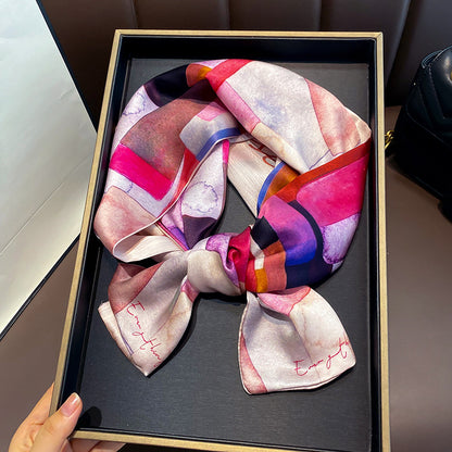 Silk scarf printed pattern scarf temperament fashionable decoration double-sided ribbon long scarf