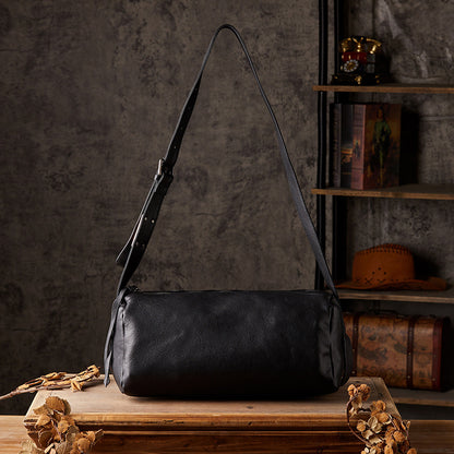 Men's Shoulder Bag Made of Genuine Cowskin Leather Handmade Retro Casual Fashion Large Capacity Crossbody Bag for Men 