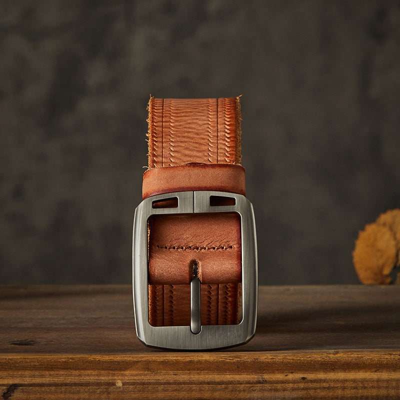 Men's Belt Handmade Fashion Casual Stainless Steel Needle Buckle Men's Belt 