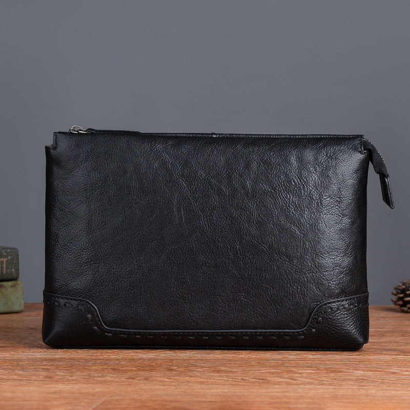 Men's clutch bag cowhide genuine leather casual retro male handbag 