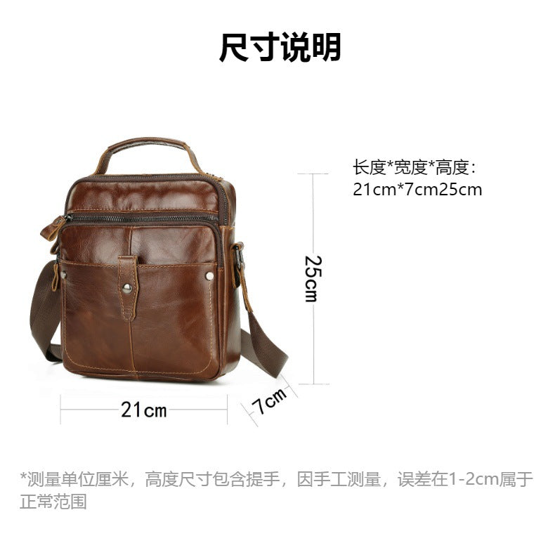 Men's Shoulder Bag Cowhide Casual Korean Fashion Crossbody Bag for Men 