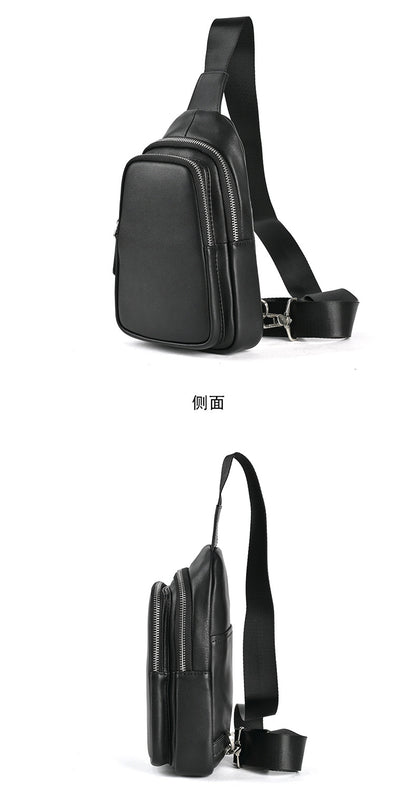 Men's bust bag Genuine cowhide leather retro casual men's crossbody bag smartphone pouch 
